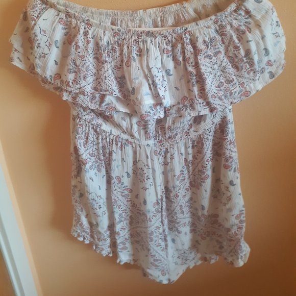 Mudd Strapless Ruffle Paisley Romper Junior Medium - Picture 4 of 6